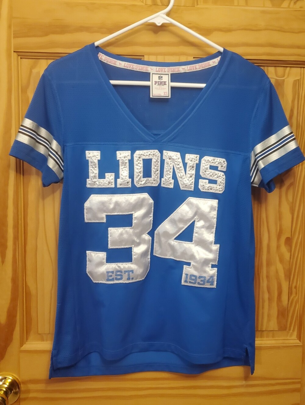 Victoria's Secret Pink Detroit Lions Jersey Shirt Extra Small Vintage Y2K